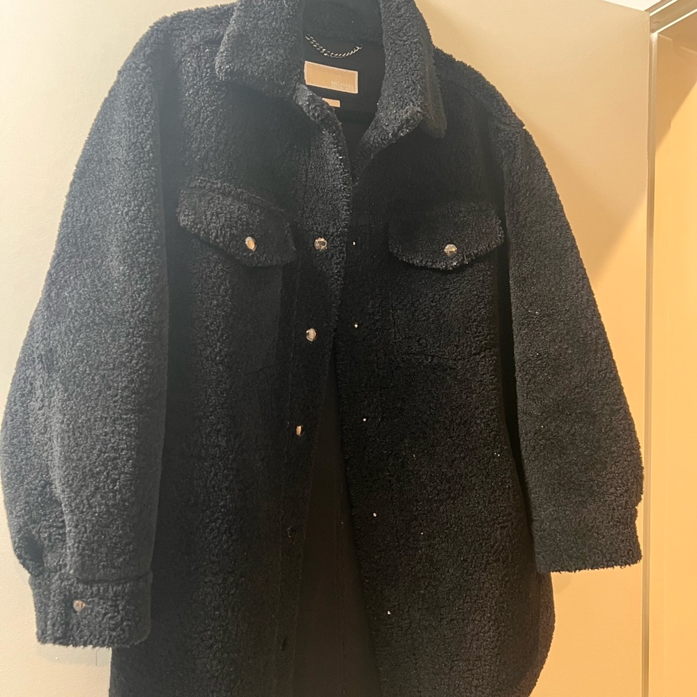 Black Sherpa Button-Up Coat - image 1